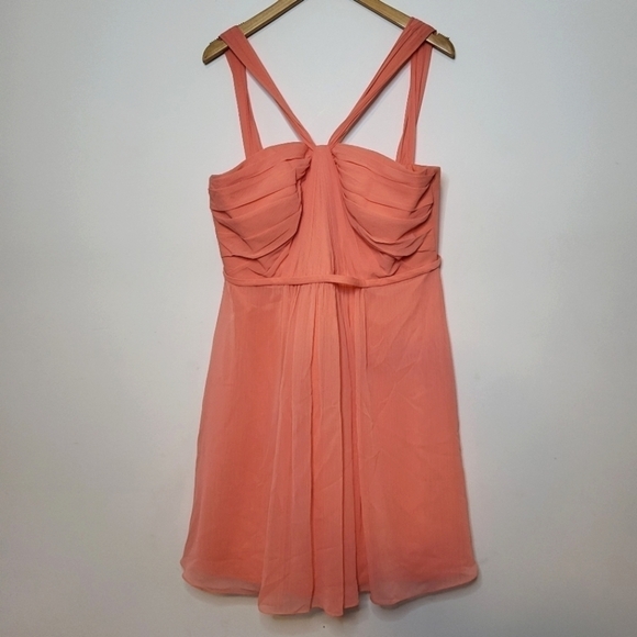 David's Bridal Bridesmaids Chiffon Short Dress Size 14 - Picture 1 of 13